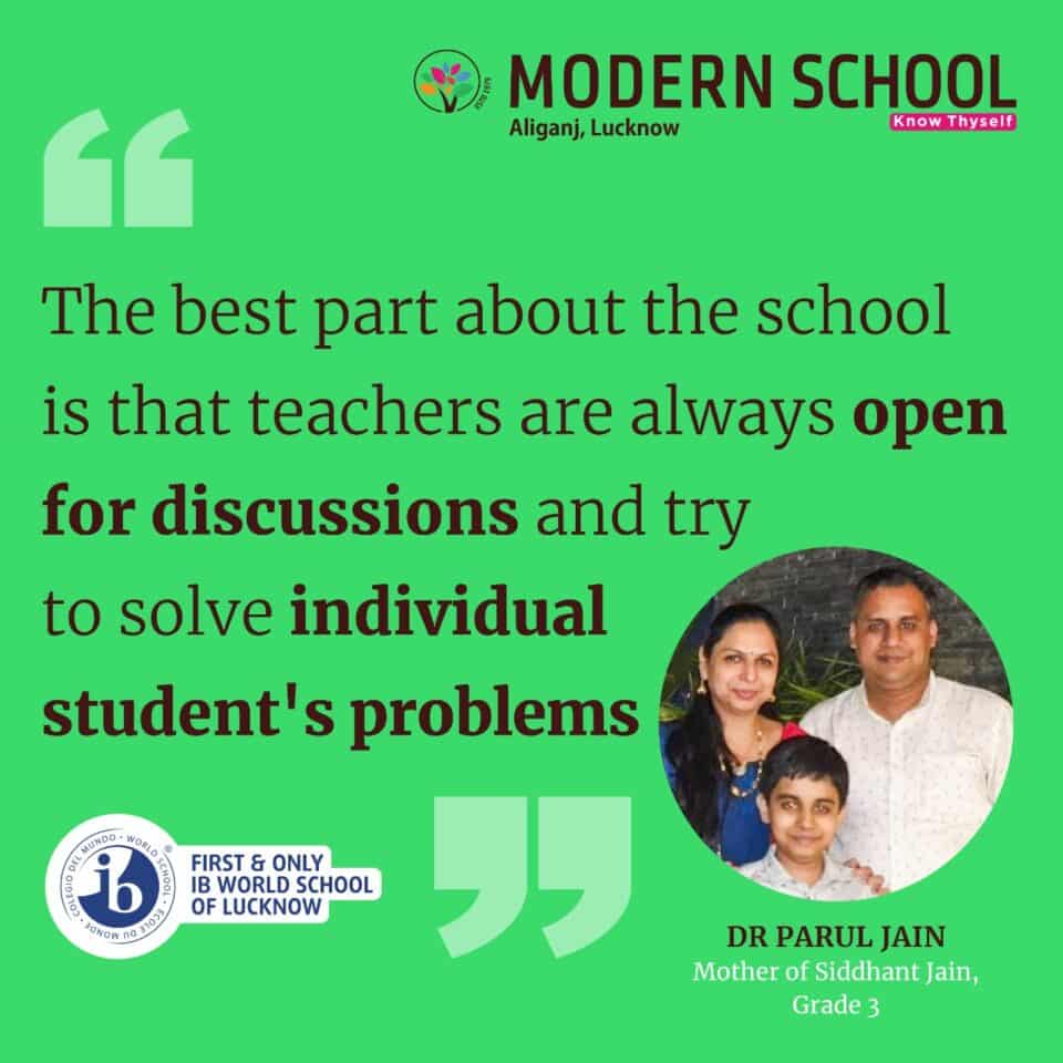 I am so glad that our son Siddhant Jain is a student of Modern School