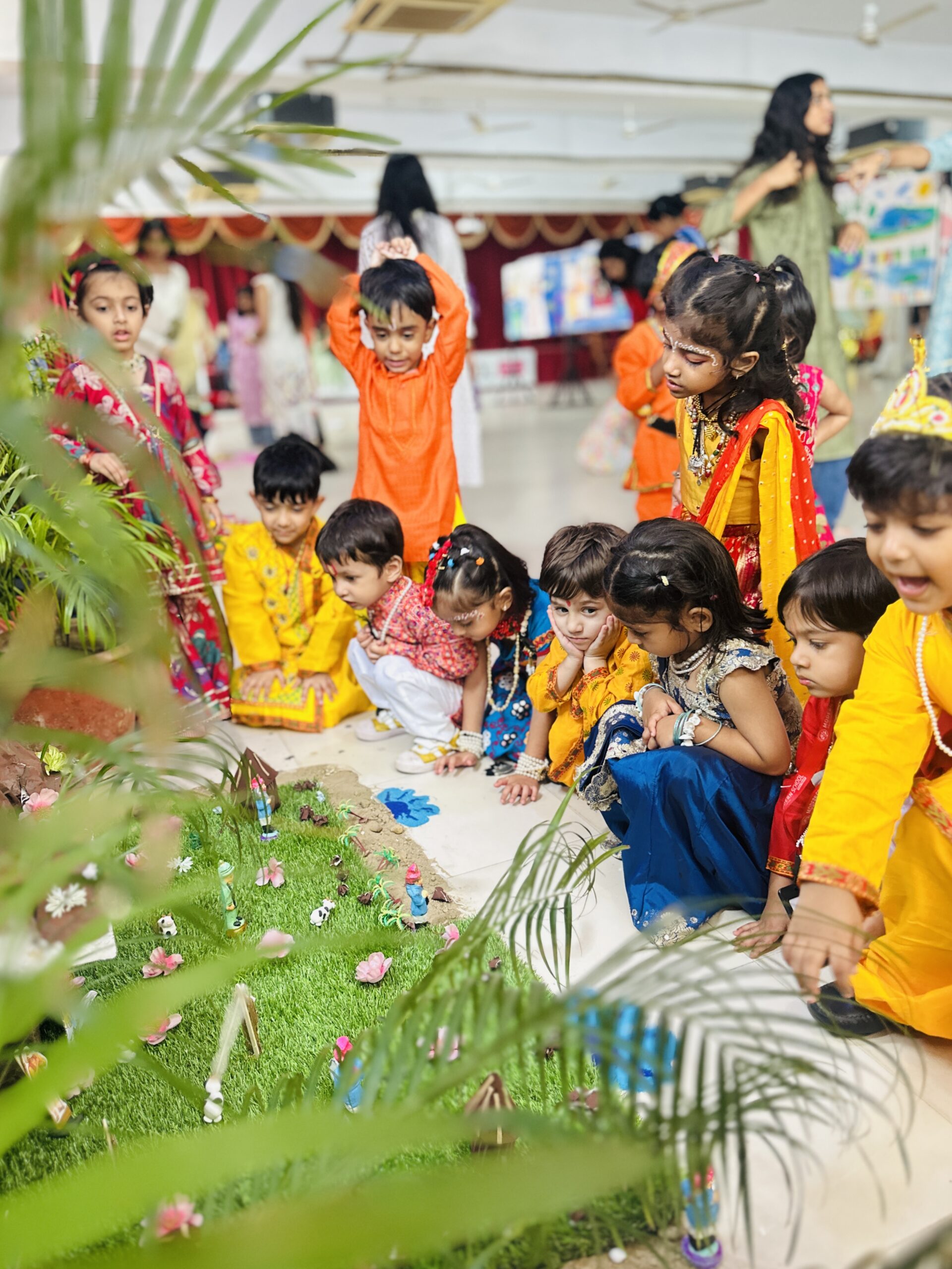 Early Years students watching a Janmashtami jhanki at Modern School Lucknow