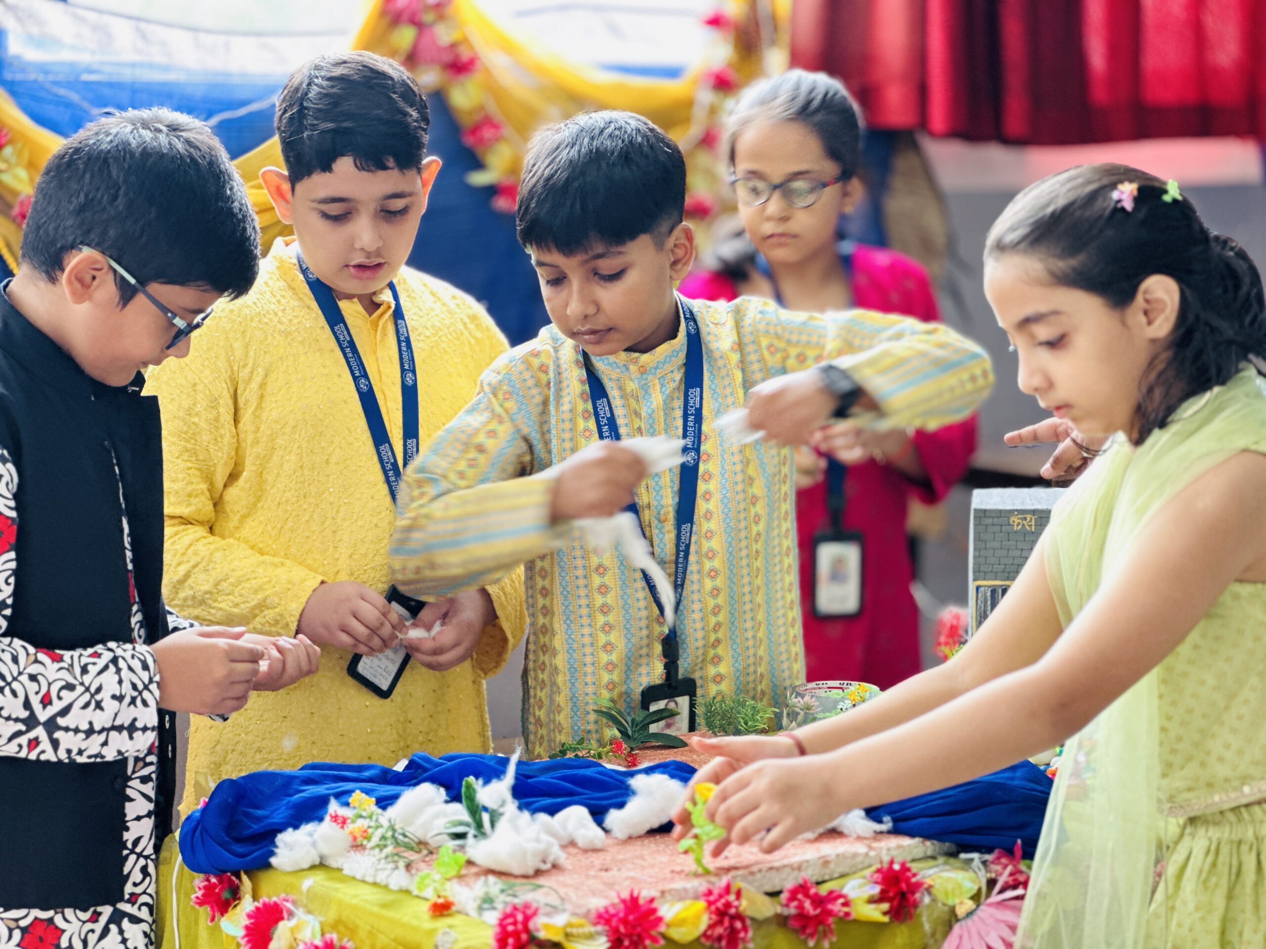 Grade 3 students of the PYP building their Janmashtami jhanki together